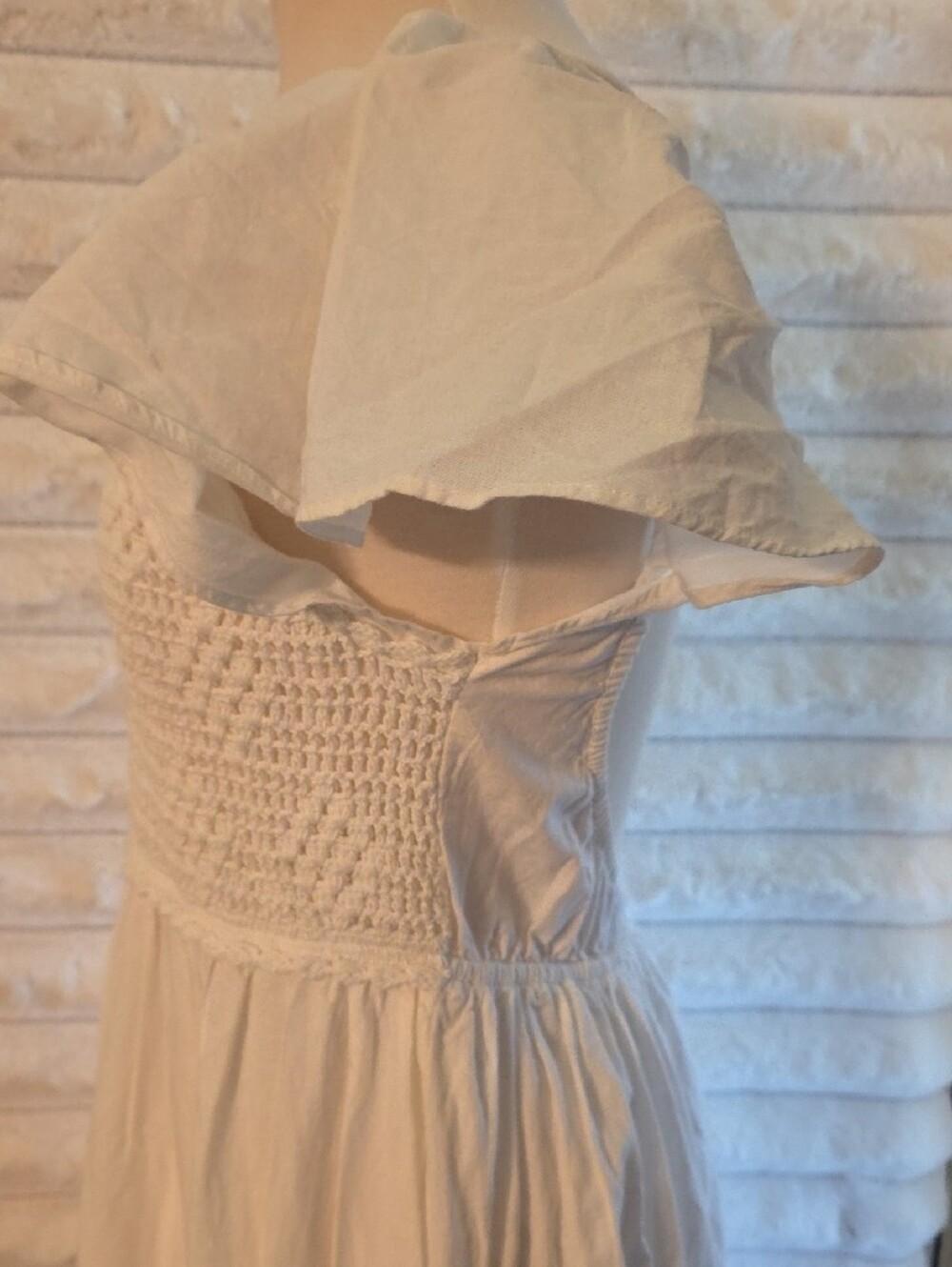 Zara White Smocked Backless Maxi Dress Size L - Picture 7 of 13